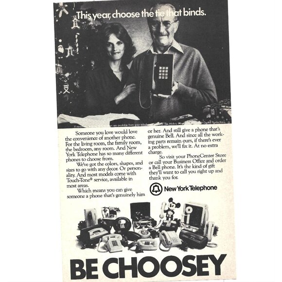 Vintage New York Telephone Advertisement Be Choosey Print 1978 Micky Mouse - Picture 1 of 2